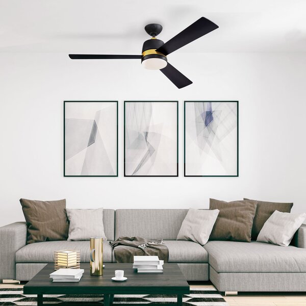 Stropní ventilátor Tristan se světlem, černý/dřevo, Westinghouse Westinghouse, Tristan, Dřevo, Obývací pokoj, Dřevo