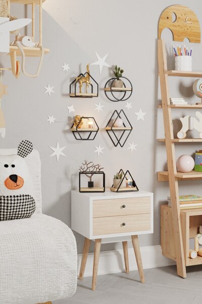 Kalune Design Sada 6 ks polic Minyatür Raflar černá/hnědá