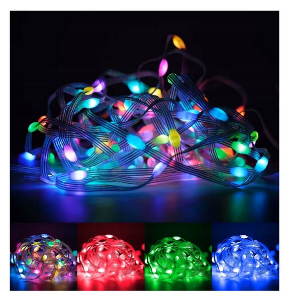 ECOLIGHT Osvětlení vánočního stromku IP65 RGB LED pásek 10m 200led