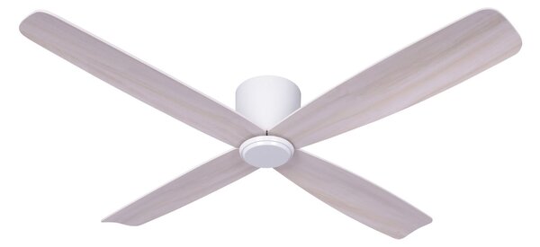 Stropní ventilátor Fraser, bílý/dub, DC, tichý, Ø 132 cm – Beacon Beacon Lighting, Fraser, Dřevo, Obývací pokoj, Dřevo, Moderní