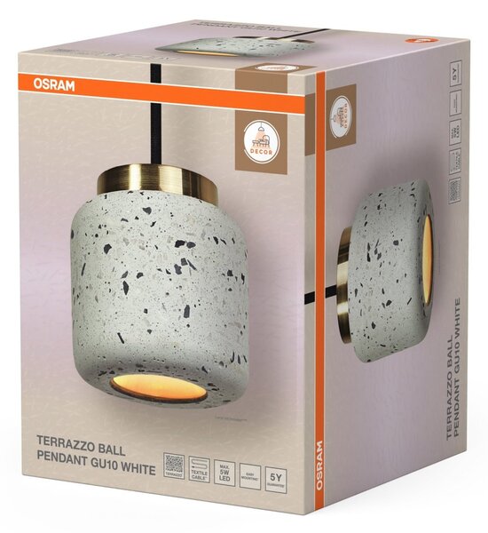 Decor Terrazzo kulaté závěsné svítidlo 1x GU10, bílá