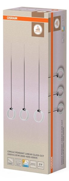 Decor kulaté 3x LED závěsné svítidlo LN 20W Click CCT černé 660 mm