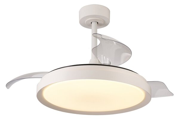 Stropní ventilátor Mistral LED, bílý, tichý DC, CCT – Mantra Mantra Iluminación, Mistral, stmívatelné, Bílá, Obývací pokoj, Plast, Moderní