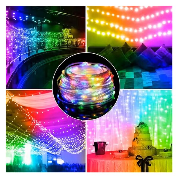 ECOLIGHT Osvětlení vánočního stromku IP65 RGB LED pásek 10m 200led
