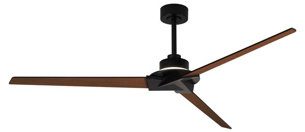 Stropní ventilátor Brisa LED, černý/dřevěný, DC, tichý – Mantra Mantra Iluminación, Brisa, stmívatelné, Černá, Koupelna, Dřevo, Moderní