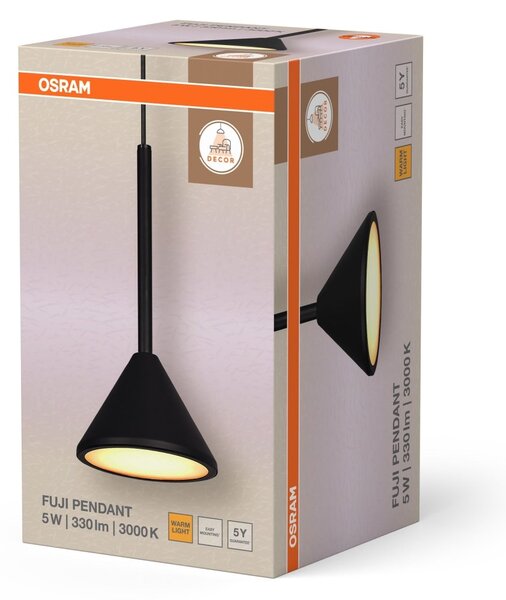 Decor Fuji 1x LED závěsné svítidlo 5 W Teplá bílá, černé, 1500 mm