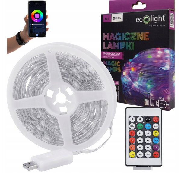 ECOLIGHT Osvětlení vánočního stromku IP65 RGB LED pásek 10m 100led