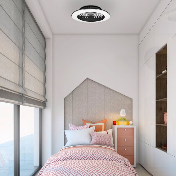 Stropní ventilátor Alisio Mini LED, černý, Ø 52,5 cm – Mantra Mantra Iluminación, Alisio mini, stmívatelné, Černá, Obývací pokoj, Kov, Moderní
