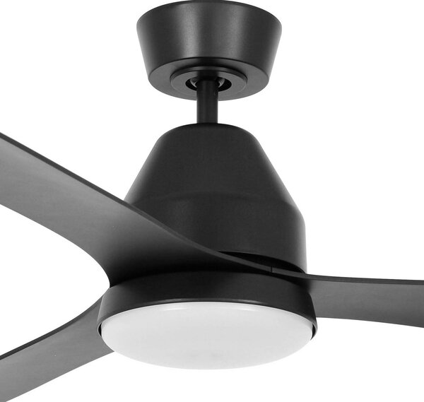 Stropní ventilátor Whitehaven s osvětlením, černý, tichý – Beacon Beacon Lighting, Whitehaven, stmívatelné, Černá, Obývací pokoj, Plast, Moderní