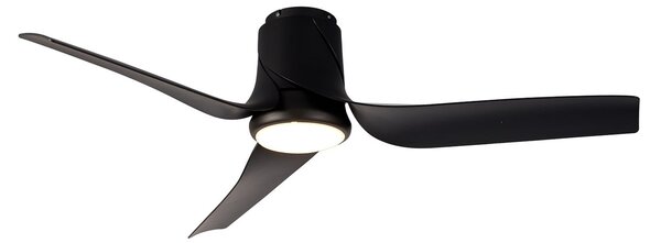 Stropní ventilátor Ushuaia s LED osvětlením, černý, DC, tichý, CCT – Mantra Mantra Iluminación, Ushuaia, stmívatelné, Černá, Obývací pokoj, Plast, Moderní