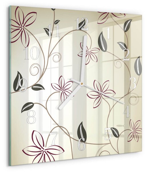Skleněné hodiny Květinové umění zskb-30x30-00079917