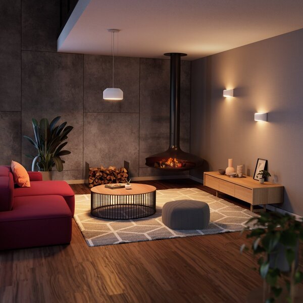Dekorativní nástěnné svítidlo 1xE27, Bílá, 290 mm, plochý design