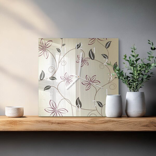 Skleněné hodiny Květinové umění zskb-30x30-00079917