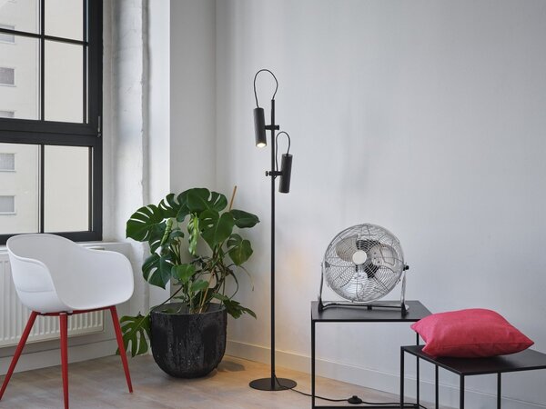 Dekorativní černá stojací lampa 2xGU10
