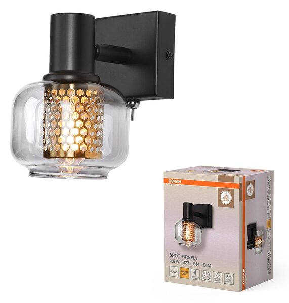 Dekorativní černé nástěnné svítidlo 2,80 W Teplá bílá 105 mm