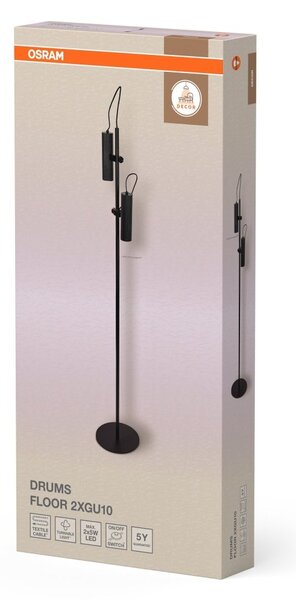 Dekorativní černá stojací lampa 2xGU10