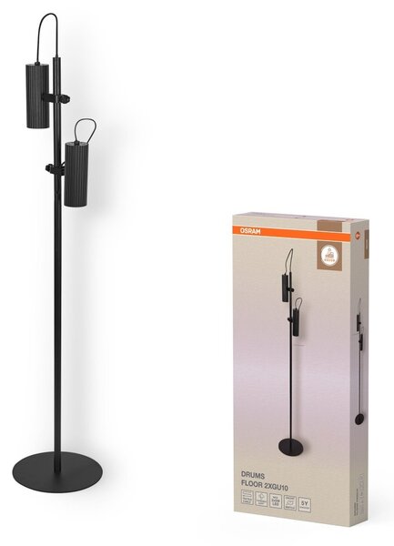 Dekorativní černá stojací lampa 2xGU10