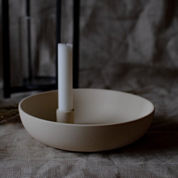 Storefactory Scandinavia Keramický svícen Lidatorp XL - Beige SF114