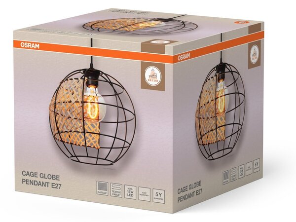 Dekorativní černé Závěsné svítidlo E27 Globe