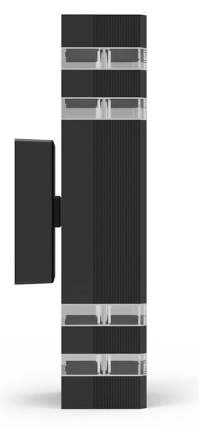 Exteriérové ​​nástěnné svítidlo Vini, 1x skleněné/černé hliníkové stínítko, (29,5 cm)