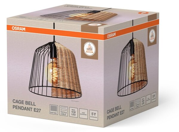 Dekorativní černé Závěsné svítidlo E27 Bell