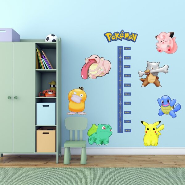 PIPPER. Textilní samolepka na zeď "Dětský metr - Pokemón"