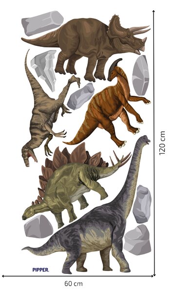 PIPPER. Textilní samolepka na zeď "Dinosauři"