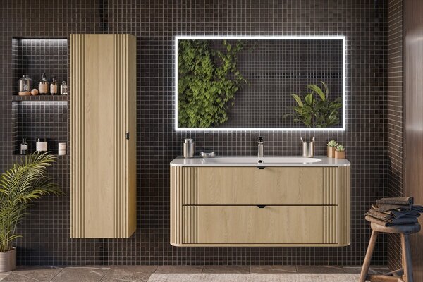 Comad Koupelnová sestava Ovalia Pure se zápustným umyvadlem a skříňkami 120 cm dub cremona