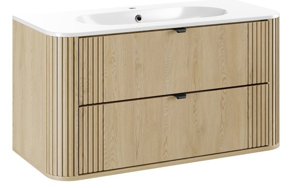 Comad Závěsná skříňka Ovalia s umyvadlem 100 cm dub Cremona