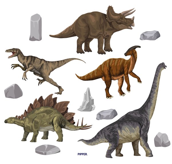 PIPPER. Textilní samolepka na zeď "Dinosauři"