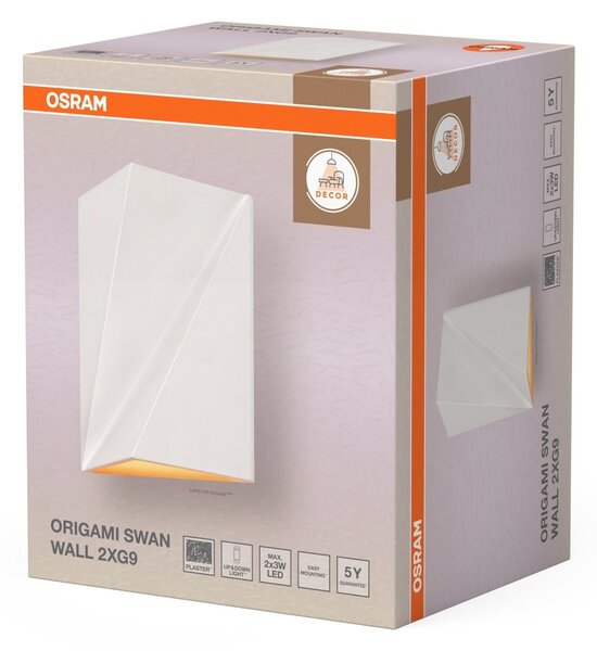 Dekorativní nástěnné svítidlo Origami Swan 2xG9, Bílá