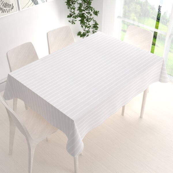 Biante Damaškový obdélníkový ubrus DM-002 Bílý - proužky 6 a 24 mm 50x100 cm