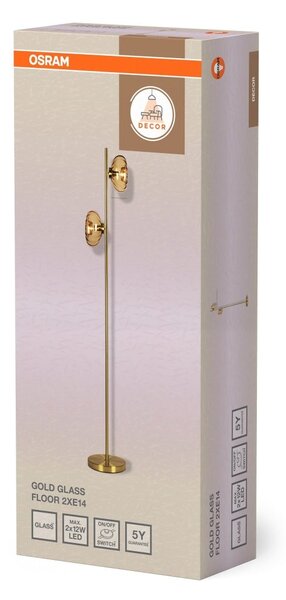 Dekorativní stojací lampa Gold Glass 2xE14, zlatá