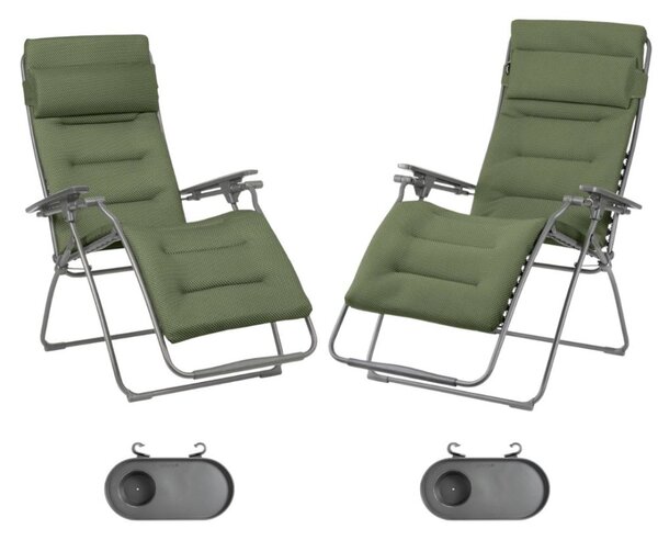 Zvýhodněná sada: 2x Relaxační křeslo FUTURA BeComfort zelená Olive (vel. standard a XL) + 2× držák nápojů ZDARMA
