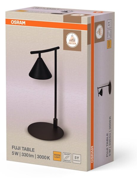 Dekorativní stolní lampa Fuji, černá, 5 W, teplá bílá, 200 mm