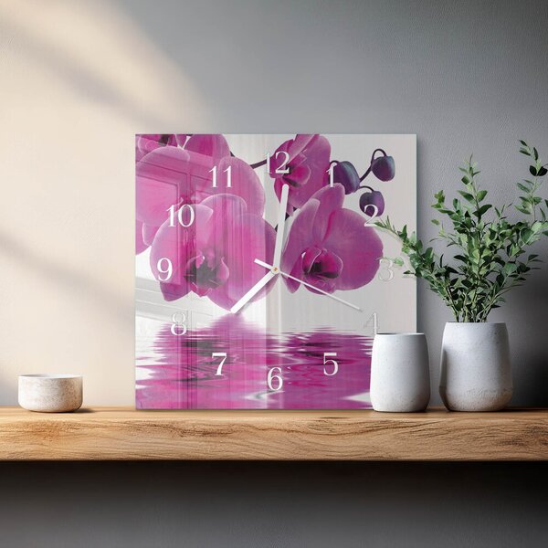Skleněné hodiny Orchidej zskb-30x30-00087188