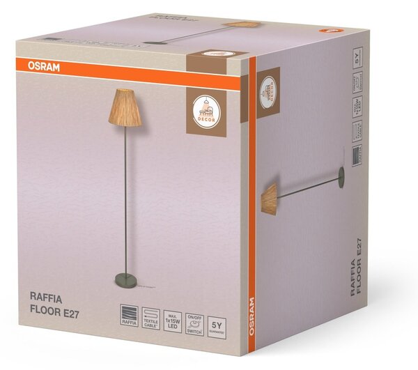 Dekorativní stojací lampa Raffia, E27, zelená