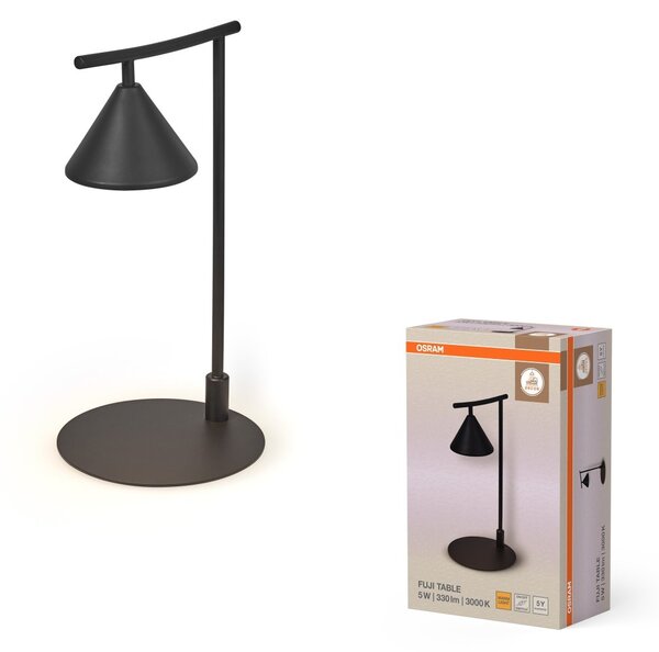 Dekorativní stolní lampa Fuji, černá, 5 W, teplá bílá, 200 mm