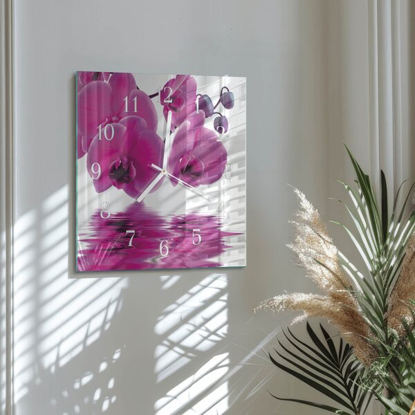 Skleněné hodiny Orchidej zskb-30x30-00087188
