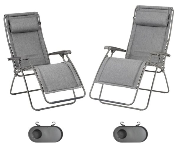 Zvýhodněná sada: 2 relaxační křesla Lafuma RSXA Clip LightComfort šedá Ombre (vel. standard a XL)