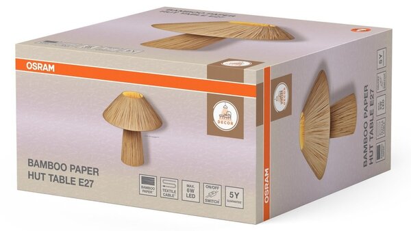 Dekorativní stolní svítidlo Bamboo Paper Hut, 1xE27, hnědé