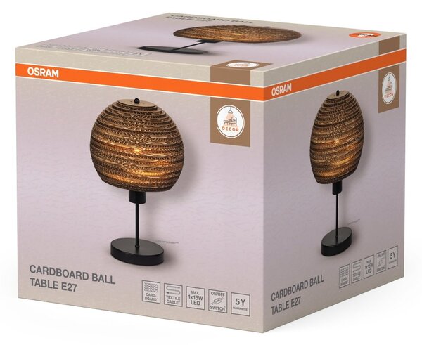 Dekorativní stolní svítidlo Cardboard Ball, E27, hnědé