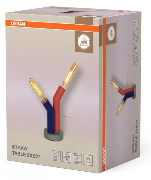 Dekorativní stolní lampa Straw, kovová, 2xE27, vícebarevná