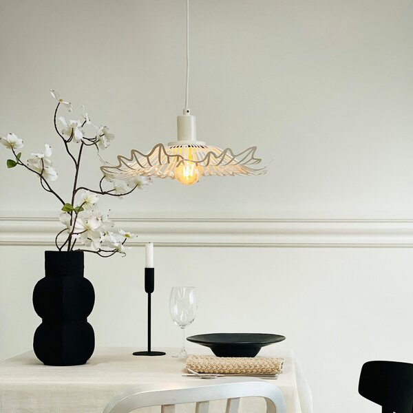 Závěsná svítidlo Dyberg Larsen, Flora, stmívatelné, Bílá, Obývací pokoj, Kov, Design