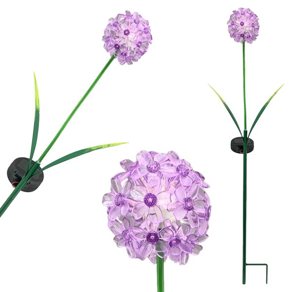 Zapichovací zahradní solární světlo Flower, 70 cm, kov/plast, fialová