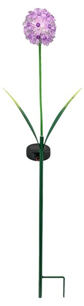 Zapichovací zahradní solární světlo Flower, 70 cm, kov/plast, fialová