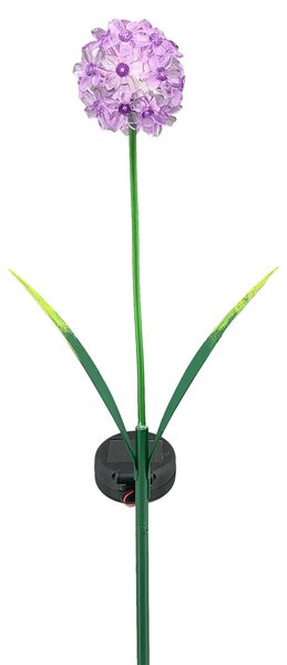 Zapichovací zahradní solární světlo Flower, 70 cm, kov/plast, fialová