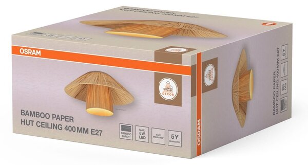 Dekorativní stropní svítidlo Bamboo Paper Hut 400 mm E27 hnědé