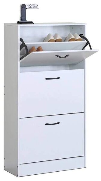 Botník, 3 přihrádky, bílý, MDF, ABO-G1016 WT