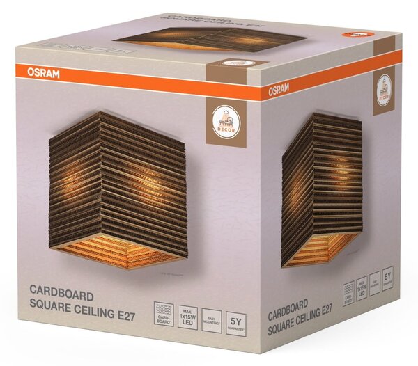 Dekorativní stropní svítidlo Cardboard Square E27 hnědé, 250 mm
